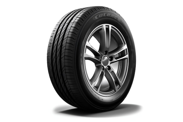 Car wheel on white background