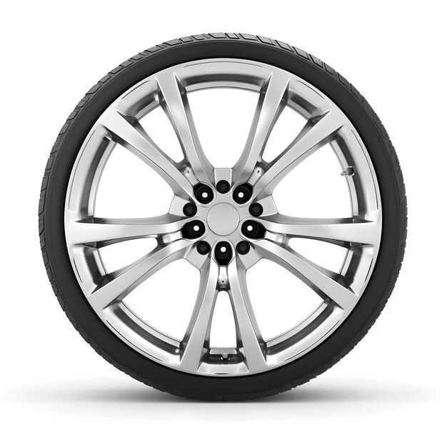 Car wheel on white background