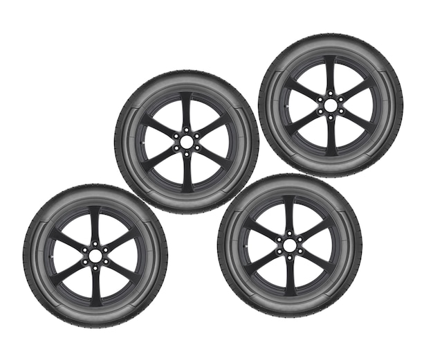 Car wheels on white background isolated in the closeup