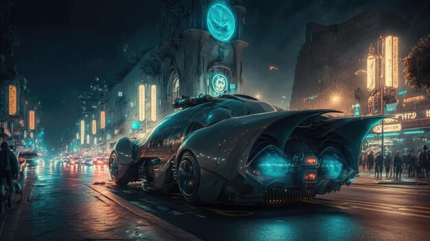 Premium AI Image  Batman batmobile in the city wallpaper