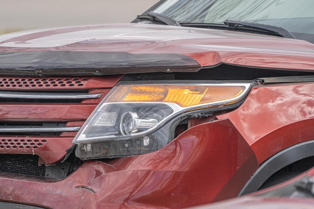 Photo car with damaged bodywork after accident