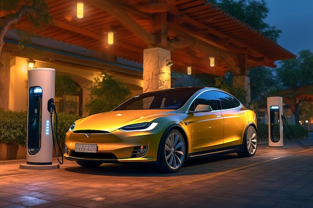 Generative AI를 사용하여 차고 밖에 EV 충전기가 있는 자동차