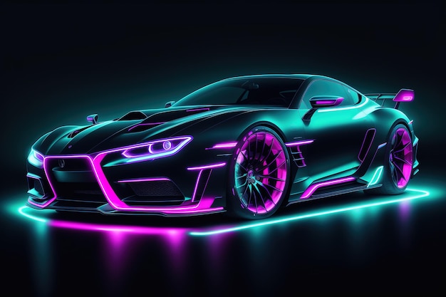 A car with neon lighting