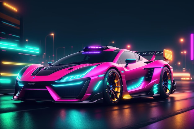 A car with neon lighting