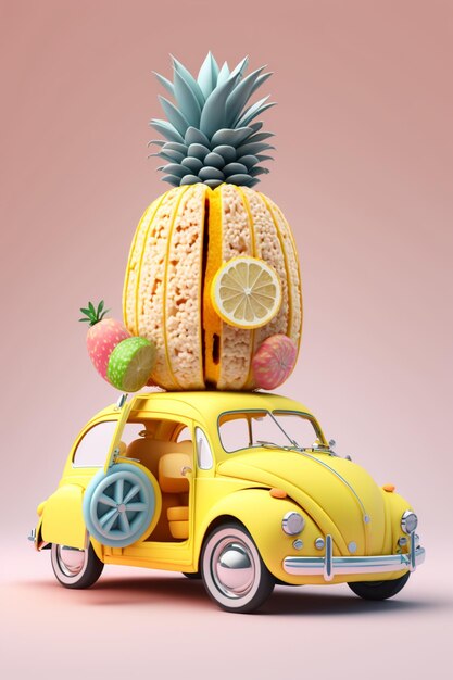 a car with a pineapple on top generative ai