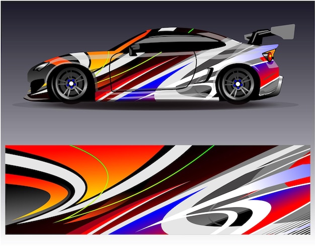 Car wrap design vectorGraphic abstract stripe racing background designs for vehicle rally race