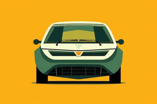 Car on a yellow background illustration in flat design style