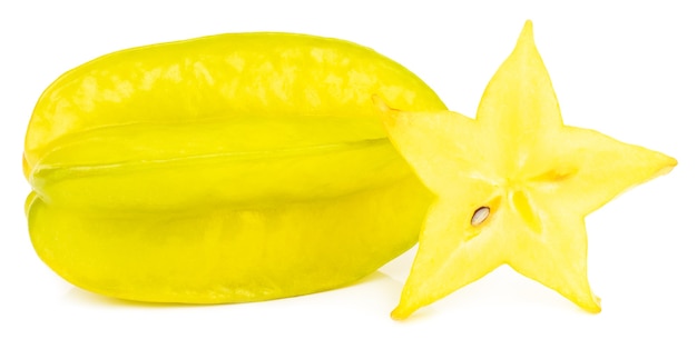 Carambola van het sterfruit of sterappel op wit wordt geïsoleerd dat