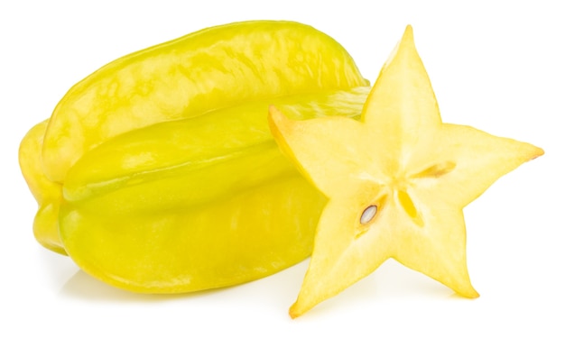 Carambola van het sterfruit of sterappel op wit wordt geïsoleerd dat