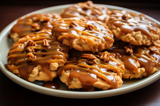 Foto caramel apple crisp cookies close-up van het huis