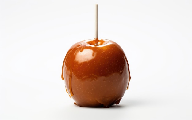 Caramel Apple on White Background