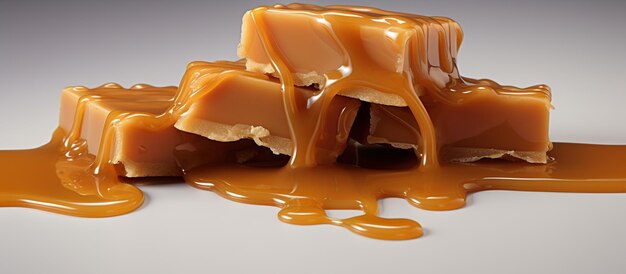 Photo caramel candies and caramel sauce