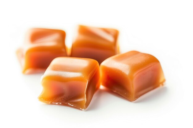 Caramel candies isolated on white background