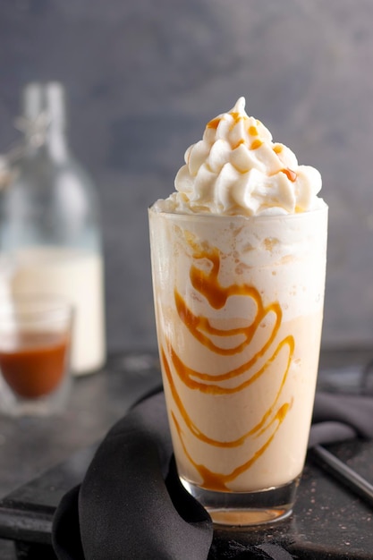 caramel frappe drink