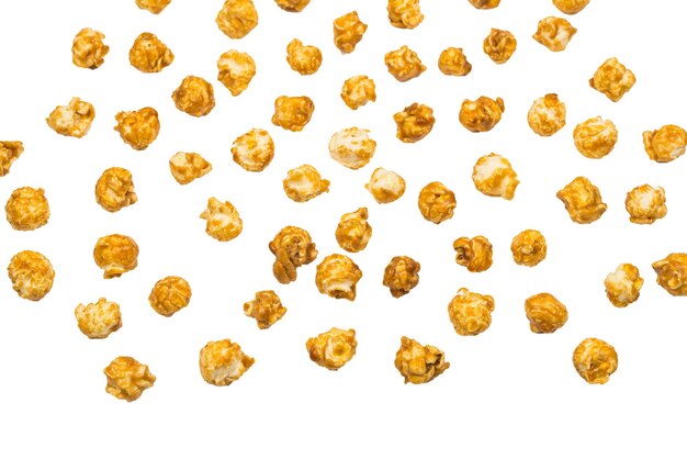 Caramel pop corn isolated on white background