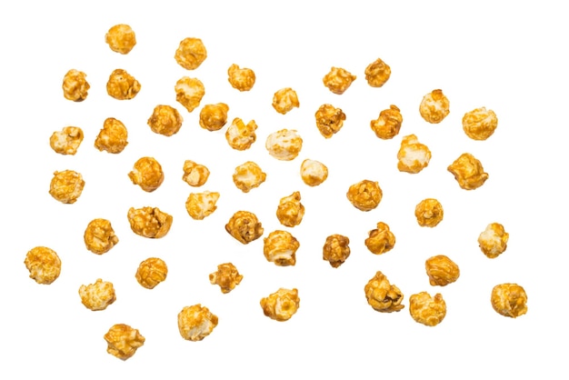 Caramel pop corn isolated on white background