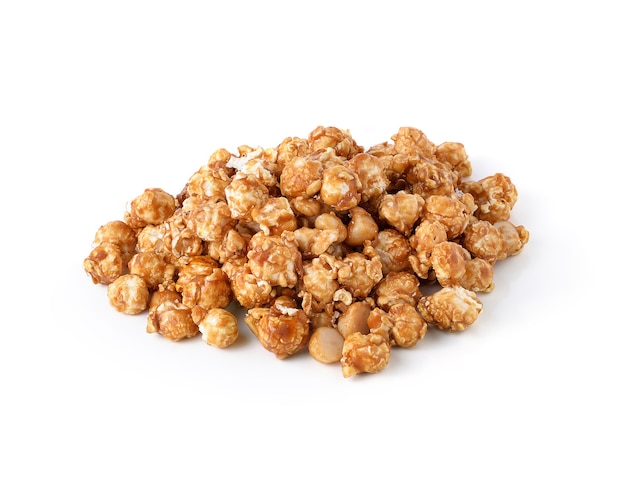 Caramel popcorn isolated on white background