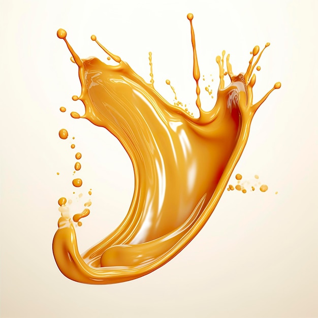 Caramel sauce Liquid syrup splash sugar candy caramel or melted toffee 3d Generative AI