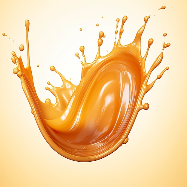 Caramel sauce Liquid syrup splash sugar candy caramel or melted toffee 3d Generative AI