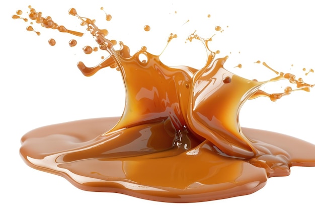 Caramel sauce splash isolated on white background with clipping path