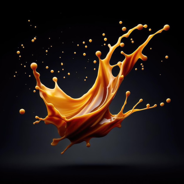 Caramel splash on black