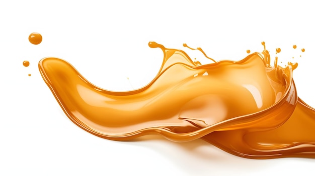 Photo caramel splash on white or transparent background