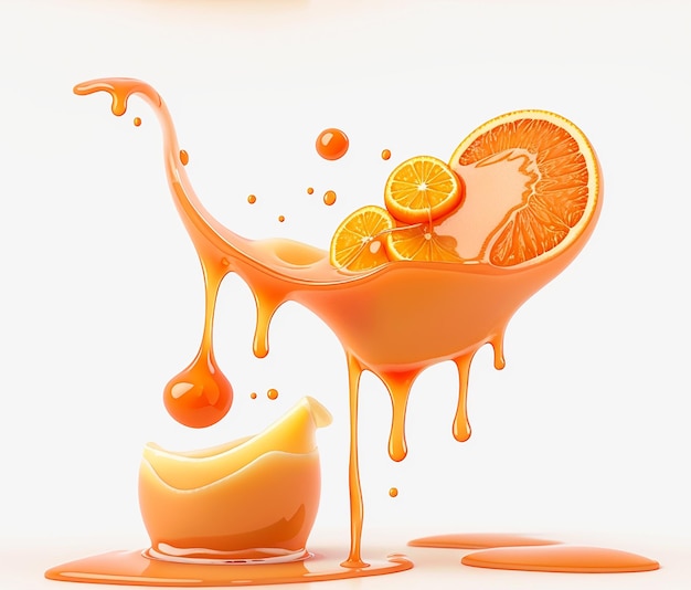 caramel with orange color milk splash on white background photorealistic ultrarealistic daylight