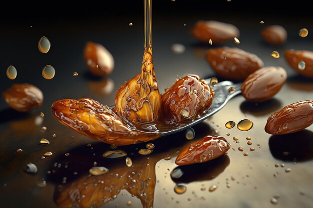 Caramelized almonds with a drop