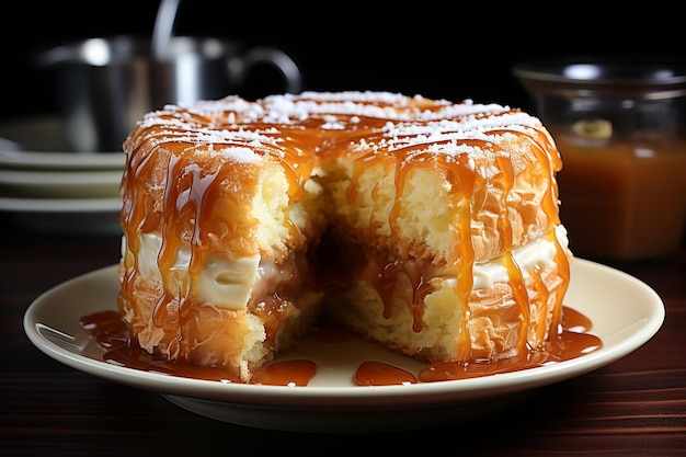 Caramelized Cronut on a plate