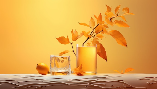 Caras Ionut Styled Vietnamese Liquid in Light Orange with Icepunk Leaves on White