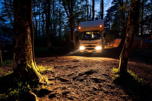 caravan at night