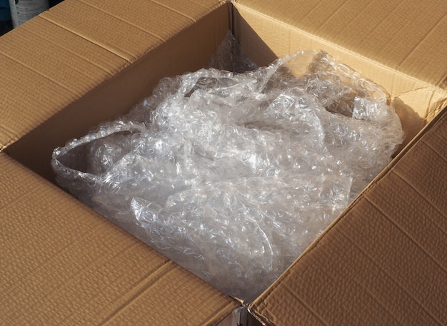 Photo carboard box with bubble wrap