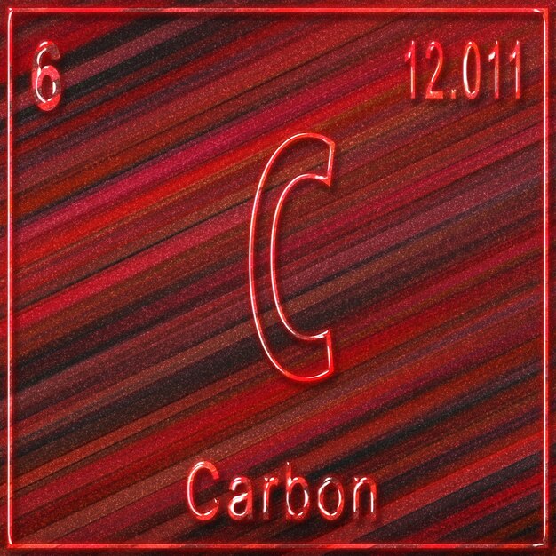 Photo carbon chemical element sign with atomic number and atomic weight