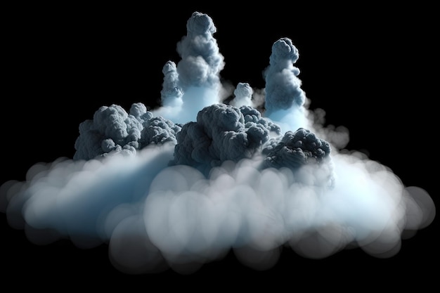 Photo carbon dioxide emissions visualized in d with clouds and smoke