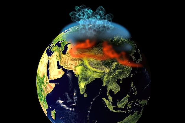 Carbon dioxide emissions visualized in d with the help of modern technologies and animation