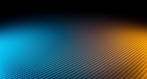 Carbon fiber background with side colored lights. 3d render background