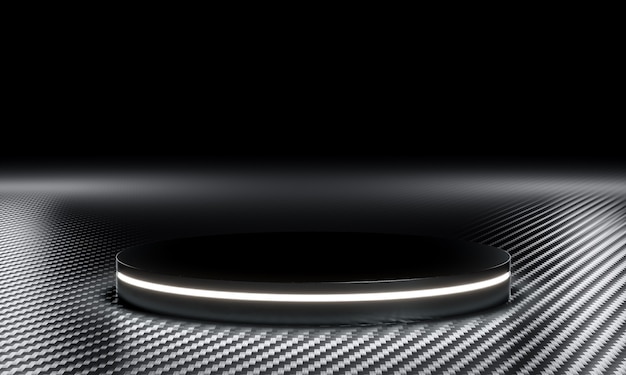 Carbon fiber podium with lights. 3d render.