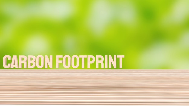 The carbon footprint wood for climate change or eco concept 3d rendering