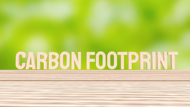 The carbon footprint wood for climate change or eco concept 3d rendering