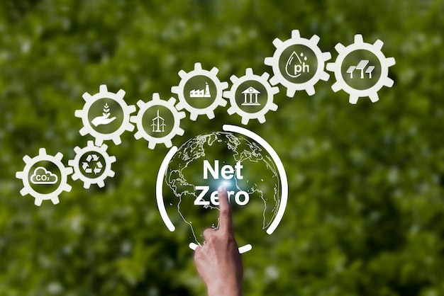 Carbon Neutral and Net Zero Reduce Greenhouse Gas Emissions environmental concept