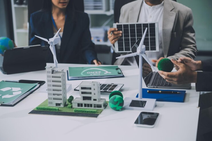 Photo carbon offset price report co2 emission future growth net zero waste in esg ethical sme office protect climate change global warming social issues project group of asia people eco friendly sdgs plan