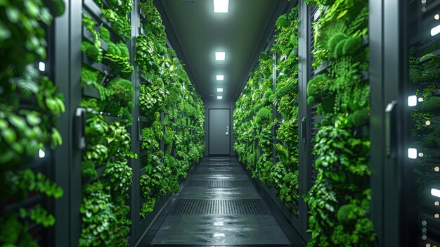 Carbonneutral data centers striving for zero emissions through innovative technologies and strategies photorealistic hd