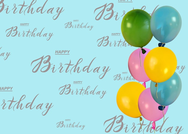 card banner birthday invitation with balloons 3d image