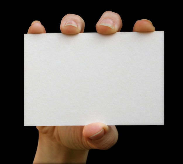 Card blank in a hand