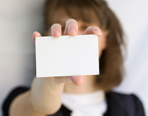 A card blank in a woman hand