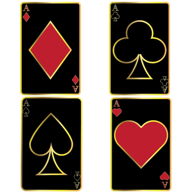 A card heart spade diamond club color black gold