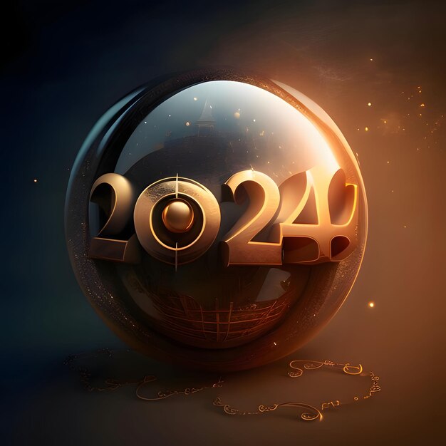 Card illustration graphic in a circle with the inscription 2024 to celebrate the new year