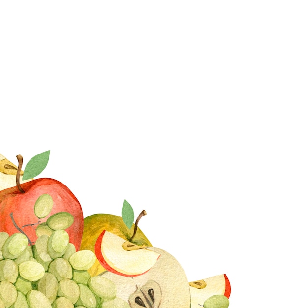 Foto modello di carta o invito con illustrazione ad acquerello con frutta illustrazione per la decorazione e la stampa di design illustrazione per sito web o blog