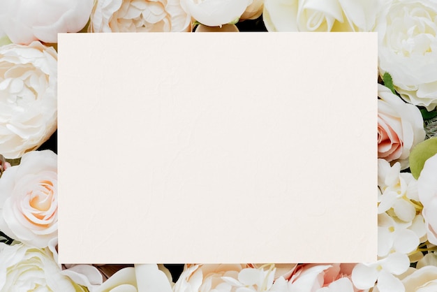 card mockup on a bunch of flowers design element