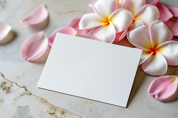 Card mockup for spa with Hawaiian flowers